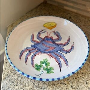 Vietri Al Mare Crab Platter plate 14.5” like new Italy